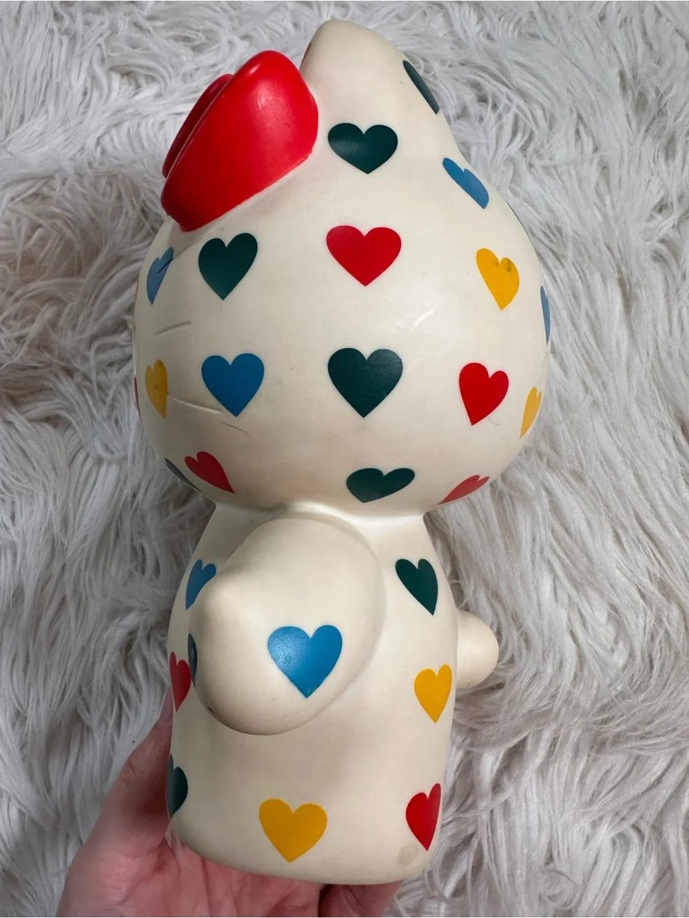 Sanrio • 2007 Hello Kitty Big Rainbow Hearts Vinyl Piggy Bank